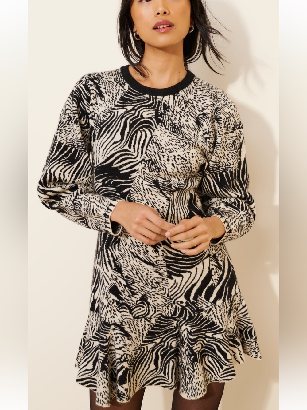 Anthropologie Ruffle Knit Mini Dress